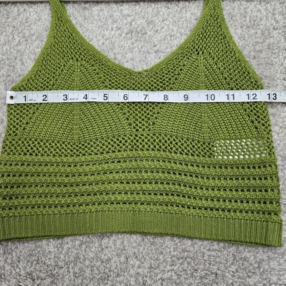 Almost Famous Crochet Crop Top Green Size Medium Festival Resort Cruise - Picture 5 of 8